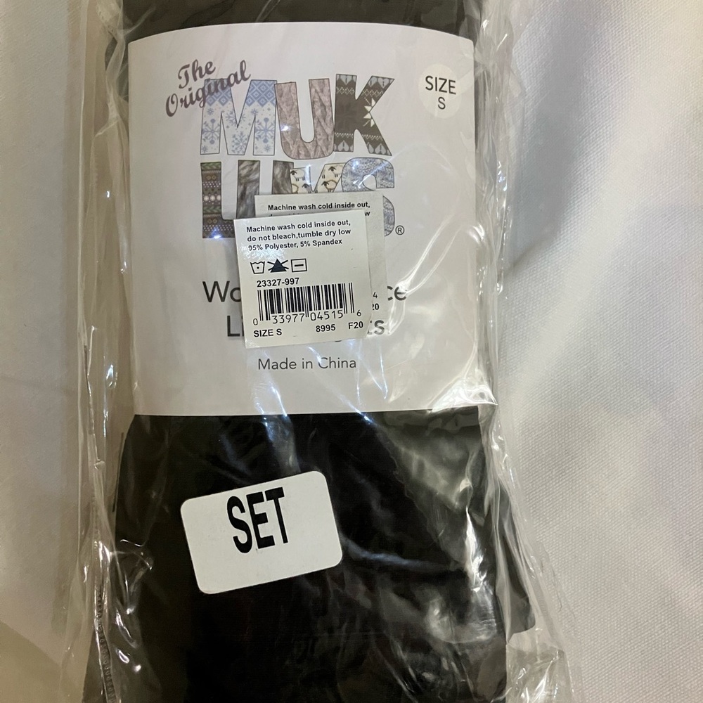 Sealed 2 Pack - Muk Luks Black Fleece Lined Tights